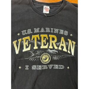 Vintage Bayside U.S. Marines Veteran T-Shirt Mens 2XL Black I Served Eagle USMC